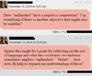 Figure 3: Professor's Comments on the "Unfinished Text"